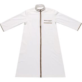 Muslim Thobe for Boys Muslim Kaftan Long Sleeve Stand Collar Button 𝐑obe Kids Ramadan Eid Outfit Islamic Prayer Clothes