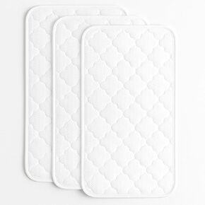 Blue Snail Baby Sweat-Wicking Changing Pad Liner - Waterproof & Quick-Drying and Reusable Diaper Mat, Soft Surface for Infants, Fits Standard Changers, 13"x27" White