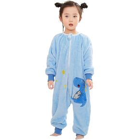 Girls Boys Kids Clothes Long Sleeve 𝐏𝐚𝐣𝐚𝐦𝐚𝐬 Flannel Towel Bathrobe Animals Zip Up Fleece Jumpsuit Romper Outfit