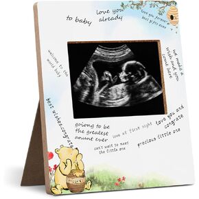 Winnie Baby Shower Sign Frame ، إطار صورة Pooh Classic Sonogram ، تسجيل دش الطفل في إطار دفتر الضيوف ، مستلزمات الحفلات ويني ، كشف الجنس in Kuwait