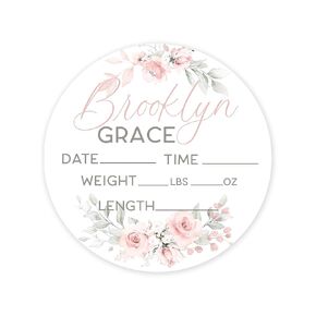 Birth Stat Sign Personalized for Newborn Baby | 12" Blush Pink Design | Crib & Nursery Decor, Photography Prop, Baby Shower Gifts, Gender Reveal, Pregnancy Announcement, Hickory Hollow Designs