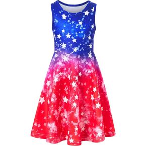 RAISEVERN Girls Dresses Sleeveless Summer Casual Swing Sundress for 4-15 Years
