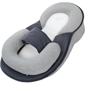 CaperuGreod Baby Wedge Pillow for Newborn, Ergonomic Infant Lounger Pillow with Anti-Slip Base & Adjustable Strap for Breastfeeding, Feeding (A)