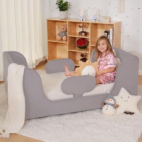 Toddler Bed, Whole Soft Padded Toddlers Floor Bed Frame, Kids Beds with Extra Safety Broad, Toddler Beds for Girls Boys Children - Standard Crib Size (Mattress NOT Included)