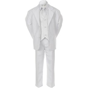7pc White Vest Necktie Boy Baby Toddler Kid White Formal Suit Tuxedo S-20