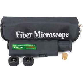 Fiber Optic Microscope Magnification 200 Times for FC/SC/ST Connector 1.25mm and 2.5mm Universal Adaptor Included KomShine KFM-200 Compact and Portable
