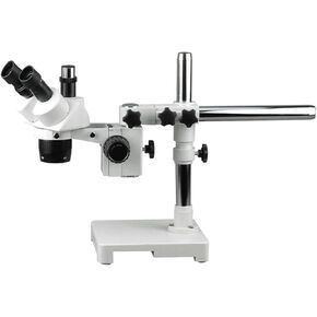 AMSCOPE SW-3T13 مجهر ستيريو ثلاثي العين ، عدسة WH10x ، تكبير 10x و 30x ، 1x/3x ، حامل ذراع أحادي الذراع