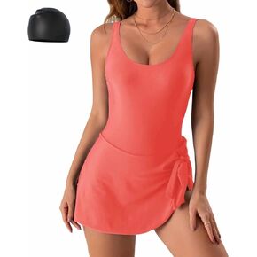 2025 Summer Seaside Trend Swimwear, Women's Swim Romper Built-in Bra, Tummy Control Slim Fit Plus Size One Piece Swimsuit