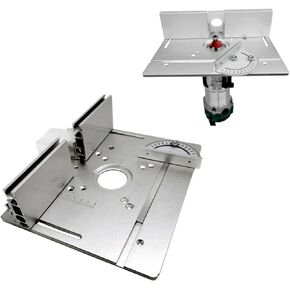 Aluminium Router Table Insert Plate, 2 in 1 Woodworking Benches Router Flip Plate with Miter Gauge, Fence Sliding Brackets, Multifunctional Trimming Engraving Table