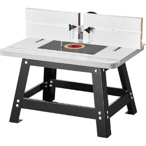 VEVOR Benchtop Router Table, 24 in x 15.7 in, Bench Top Routing Table with Adjustable Fence, MDF Top, Sturdy Metal Base, 2-1/2 in Dust Collection Port, Compatible with Routes & Various Drill Bits