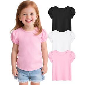 Witwot 3 Pack Toddler Girl Shirts Cotton Baby Girls T-Shirts Basic Short Sleeve Tee Tops Size 18M-5T