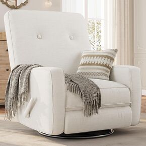 Recliner Chairs, Swivel Rocker Recline, Glider Recliner Nursery Chair, Recliner Chair for Adults, 360°Swivel Glider Rocking Chair for Living Room, Bedroom, Office, RV, Small Spaces, Linen, Beige