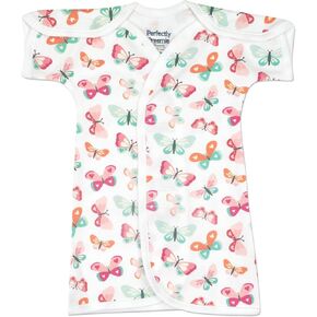Open-Shoulder Short-Sleeve Cotton NICU Gown - Newborn (5-8lbs)