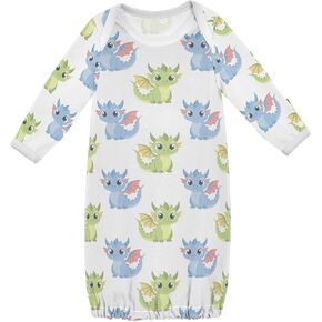 Baby Girls Boys Sleeper Gown Cotton Nightgown Long Sleeve, Baby Nightdress Sleeping Clothes for Newborn 0-12 Months