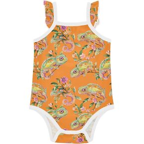 FRODOTGV Cute Chameleons Reptile Orange Baby Cotton Infant Bodyshirts Soft Comfort Baby Clothes for Infant Toddlers 3M