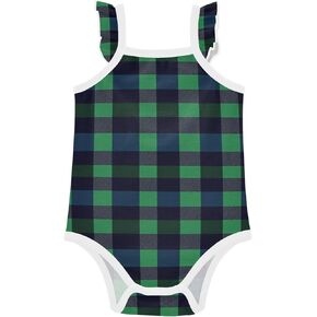 FRODOTGV Buffalo Plaid Check Navy Blue Green Baby Cotton Infant Bodyshirts Soft Baby Girl Undershirts for Infant Toddlers 3M