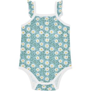 JUNZAN Baby Cotton Sleeveless Bodysuits Cute Soft Daisy Blue Baby Summer Clothes 0-24 Months