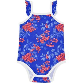 FRODOTGV Rowanberry Fruit Royal Blue Baby Cotton Sleeveless Bodysuit Soft Comfort Summer Baby Outfit for Toddler 3M