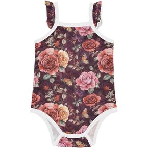 FRODOTGV Colorful Florals Baby Cotton Sleeveless Bodysuits Cute Soft Summer Baby Outfit for Infant Toddler 3M