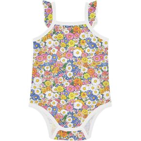 JUNZAN Baby Summer Cotton Bodysuits Soft Cute Florals Baby Indoor Outdoor Outfit 0-24 Months