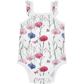 FRODOTGV Nature Carnations White Baby Girls' Cotton Bodysuits Soft Baby Inner Clothes for Baby 0-24 Months 3M