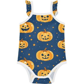 Wudan Fall Stars Pumpkins Child Sleeveless Baby Bodysuits Cotton Summer Baby Cotton Outfits Toddler Romper 3M