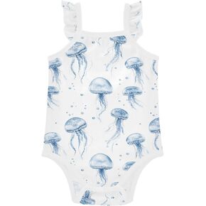 FRODOTGV Blue Chic Jellyfish Baby Girls' Cotton Bodysuit Soft Baby Girl Clothing for Infant 3M