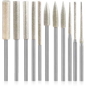 مجموعة مثقلة لتطحن Diamond Purr Lit for Dremel ، 11pcs مجموعات تلميع الأحجار الحجرية إكسسوارات مرفقات دوارة مع ساق 1/8 '' للنحت ، النقش ، الطحن ، الحجر ، الصخور ، المجوهرات ، الزجاج