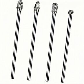4Pcs Long Carbide Burr Set 6mm Shank Total L 155mm Die Grinder Bits Rotary Rasp Attachment Cut Port Grind Metal Cast Iron Steel Aluminum Cylinder Head Engine Intake Exhaust Manifold Tight Area