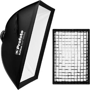 Profoto 2x3-Feet Rectangular Heat-Resistant Softbox with Recessed Front (White Interior) Bundle with Softgrid 2x3-Feet with 50-Degree Light Spread Limit (2 Items)