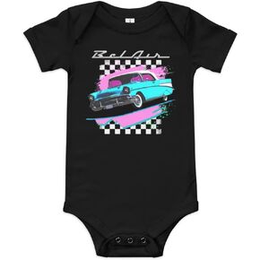 Americana Nostalgia 1957 Chevy Bel Air Classic Car Miami Beach Aesthetic Baby Short Sleeve Onesie