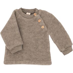 Kids Raglan Pullover Sweater with Wooden Buttons, Organic Merino Wool Fleece