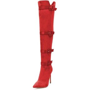 كعب XYD Women Stiletto فوق أحذية الركبة المدببة بأصابع القدمين اللذين قاموا بتجميع أحذية نادي ليلية مثيرة