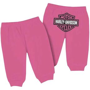 Harley-Davidson Baby Girls 'Interlock Glitter Bar & Shield Pants ، Pink 4000603