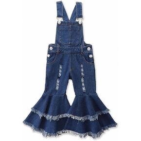 Baby Girls Denim Overalls Bell Bottom Kid Children Fashioned Flared Pants Jeans Baby Girl Clothes