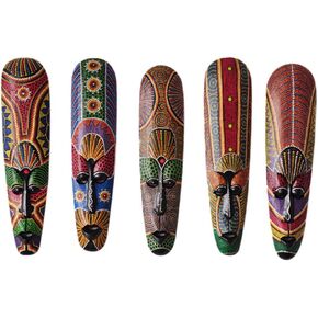 Wooden Wall Hanging Solid Wood Carving Painted Wall Decor Bar Home Decorations African Crafts B 1