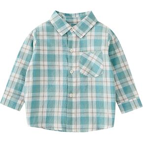Toddler Kids Baby Boys Shirts Button Down Western Shirts Boys Outfit Toddler Plaid Shirts for Spring Boys Long Sleeve
