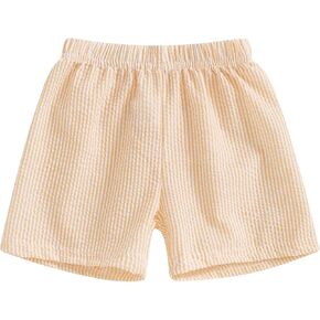 Toddler Kids Baby Boy Girl Gingham Seersucker Shorts Elastic Waist Striped Shorts Summer Casual Short Pants Bottoms