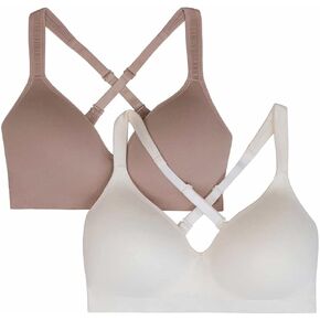 CAROLE HOCHMAN Seamless Comfort Bra Wire Free Molded Cups Comfort Straps (2 Pack) (Sand Dollar/Black, Medium) in Saudi Arabia