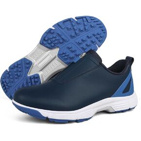 Buhelyc Women's Professional Golf Shoes Slip on Golf Shoes with Zipper Sports Sneakers Casual Golf Shoes for Indoor Outdoor(Size:10.5,Color:White Black)