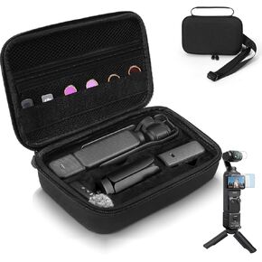 Case for DJI OSMO Pocket 3 Camcorder Combo, Hard Storage EVA Bag with 1 Adjustable Strap & 2 Screen Protector & 1 Mini Tripod for Pocket 3,Portable Waterproof Carry Case Accessory for Travel,Black
