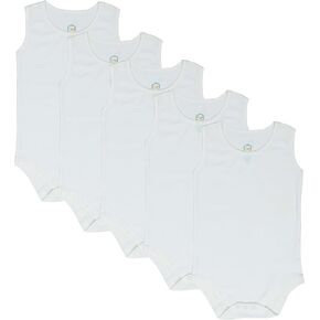 Sleeveless White Round Neck Bodysuits for all ages (Multi Packs)