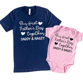 Matching First Fathers Day Shirts, Our First Fathers Day Outfit for Dad and Baby, 1st Father's Day Father Son Matching Shirts, Customized Fathers Day Gifts from Baby Girl, Daughter, Boy, Wife. FDC1