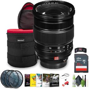 FUJIFILM XF 16-55mm f/2.8 R LM WR Lens Bundle with 6 inch Lens Case + 32GB Memory Card + Professional MC 3 Piece Filter Kit, 77mm UV/CPL/F + More