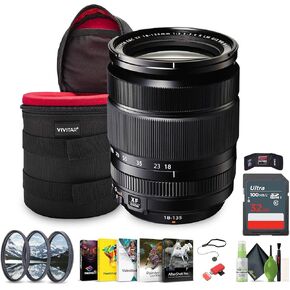 FUJIFILM XF 18-135mm f/3.5-5.6 R LM OIS WR Lens Bundle with 10 inch Lens Case + 32GB Memory Card + 67mm Professional 3 Piece Filter Kit + Lens Cap Keeper + More