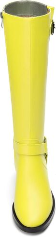 Women's Knee-High Boots, Round Toe Low Heel Knee High Boots for Women, Fashion Side Zip Knee High Bootie, Buckle Solid Knee High Boot for Daily Office Party in Kuwait