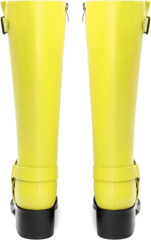 Women's Knee-High Boots, Round Toe Low Heel Knee High Boots for Women, Fashion Side Zip Knee High Bootie, Buckle Solid Knee High Boot for Daily Office Party in Kuwait