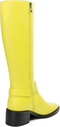 Women's Knee-High Boots, Round Toe Low Heel Knee High Boots for Women, Fashion Side Zip Knee High Bootie, Buckle Solid Knee High Boot for Daily Office Party in Kuwait