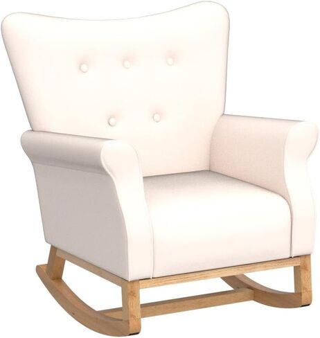 Velvet Nursery Glider Rocker with Comfy Armrest, Accent Rocking Chair with Solid Wood Legs for Baby (Beige) in Saudi Arabia