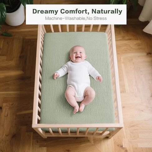 Baby Muslin Bassinet Sheets 3 Pack for Boys & Girls, Soft Breathable Cotton Bassinet Mattress Cover, Universal Fit for Hourglass, Oval, and Rectangle Mattress (Leaf Green) in Saudi Arabia
